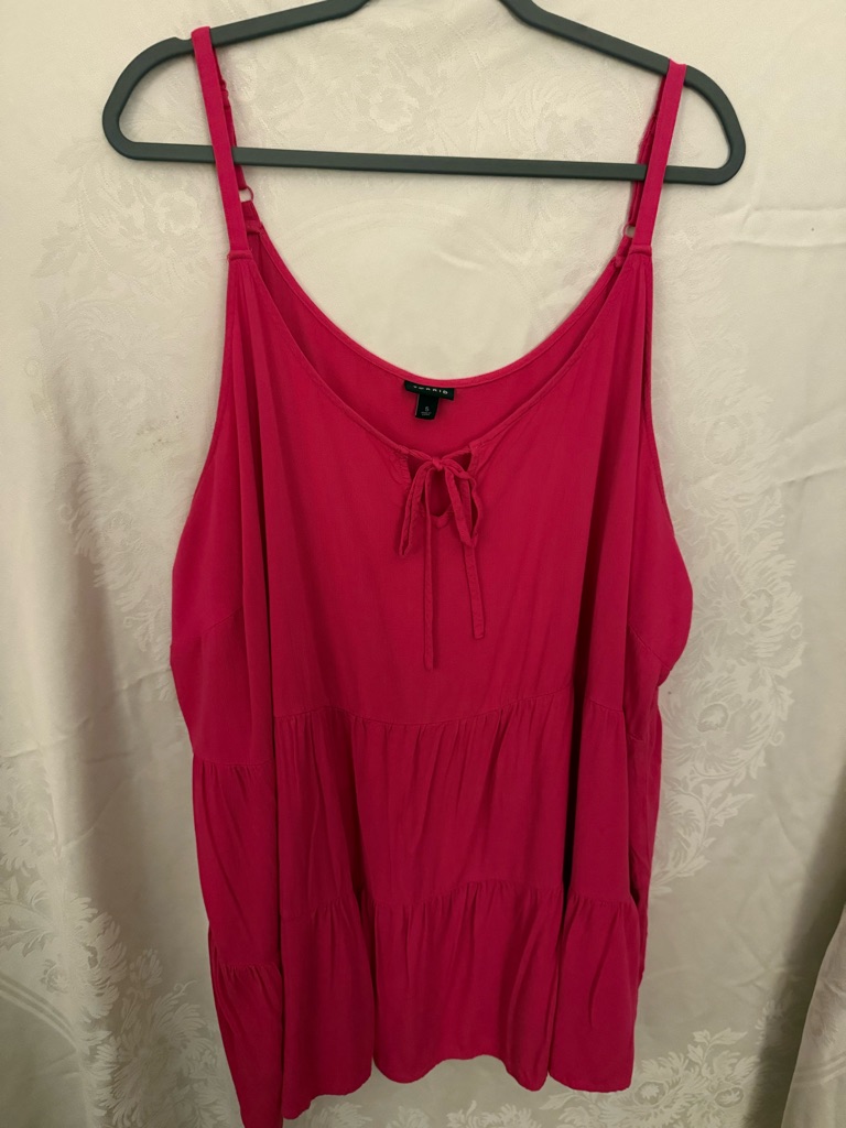 Torrid Hot Pink Tie-Front Tiered Spaghetti Strap Camisole